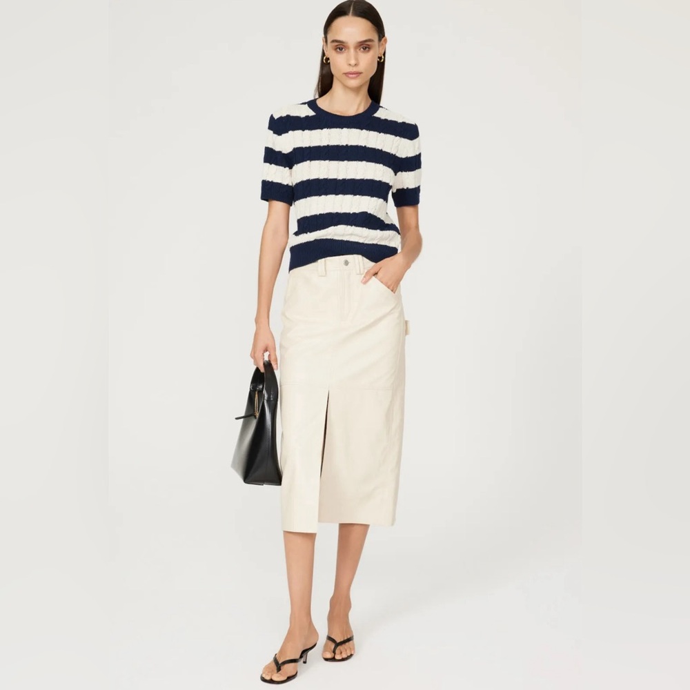 Flawed DUNST Blue Striped Summer Cableknit Sweater Size Medium $140